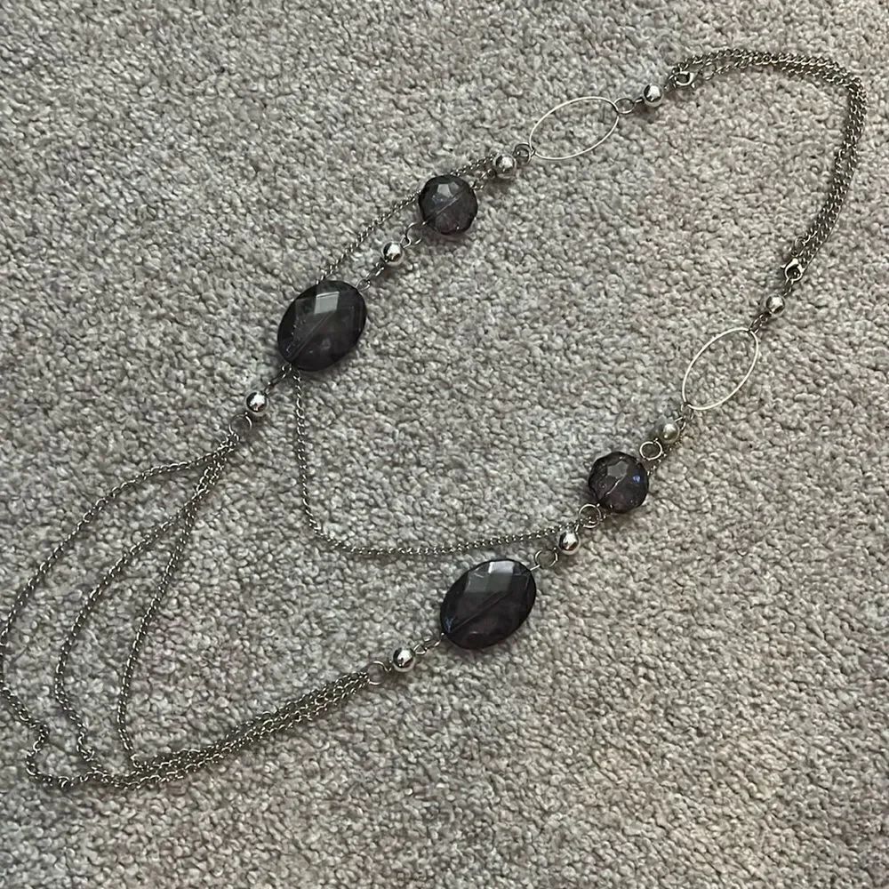Silver and Purple Statement Multi Layer Necklace